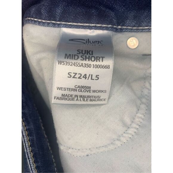 Silver Jeans Suki Women's Dark Wash Blue Denim Mid Shorts Size 24 - Picture 4 of 4
